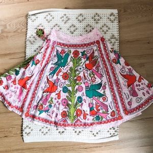 Anthropologie Odille Folk Art Bird Skirt